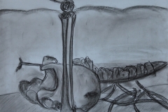Martwa natura. Format 100x70 cm, węgiel.